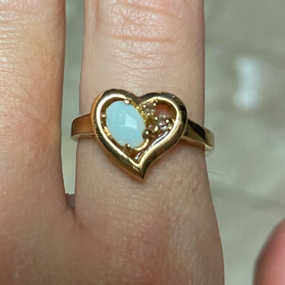 Opal Gold Heart Ring Size 7